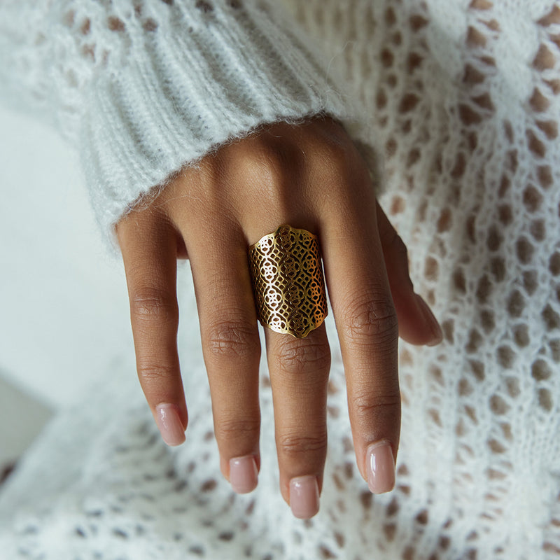 Golden Lace Statement Ring